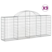 Set di 9 gabbioni ad arco per recinzione gabbia o muro di contenimento 200 x 30 x 80/100 cm ferro zincato argento 02_0041253