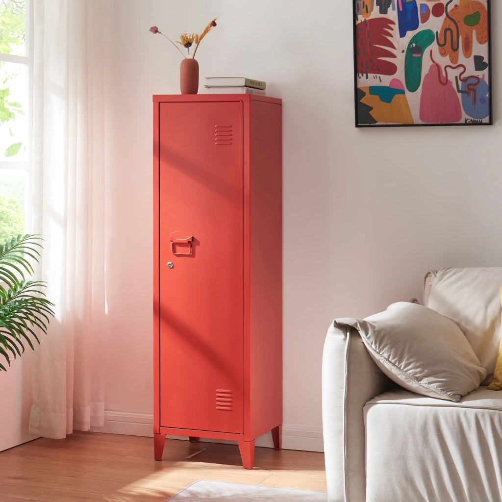 Armadio da Ufficio Kurikka Acciaio Rosso [en.casa]