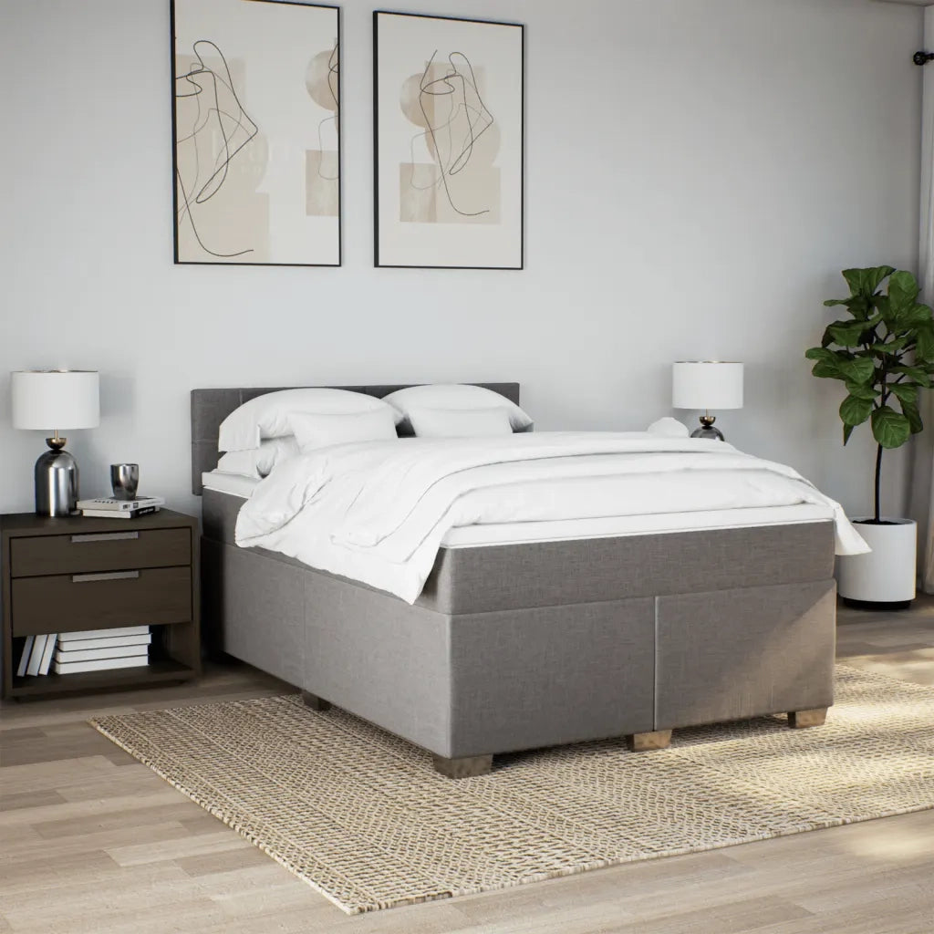 vidaXL Giroletto a Molle con Materasso Tortora 140x200 cm in Tessuto