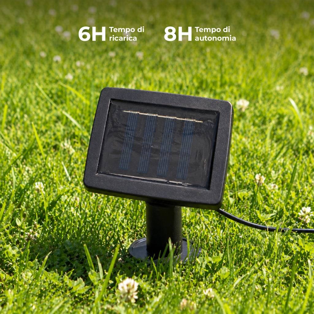 Ghirlanda Luminosa Solare LED 4,8 m con 20 Tubi Effetto Goccia, Luce Calda, IP65 Impermeabile, Pannello Solare con Picchetto, Luci Decorative da Esterno per Giardino Terrazzo Balcone