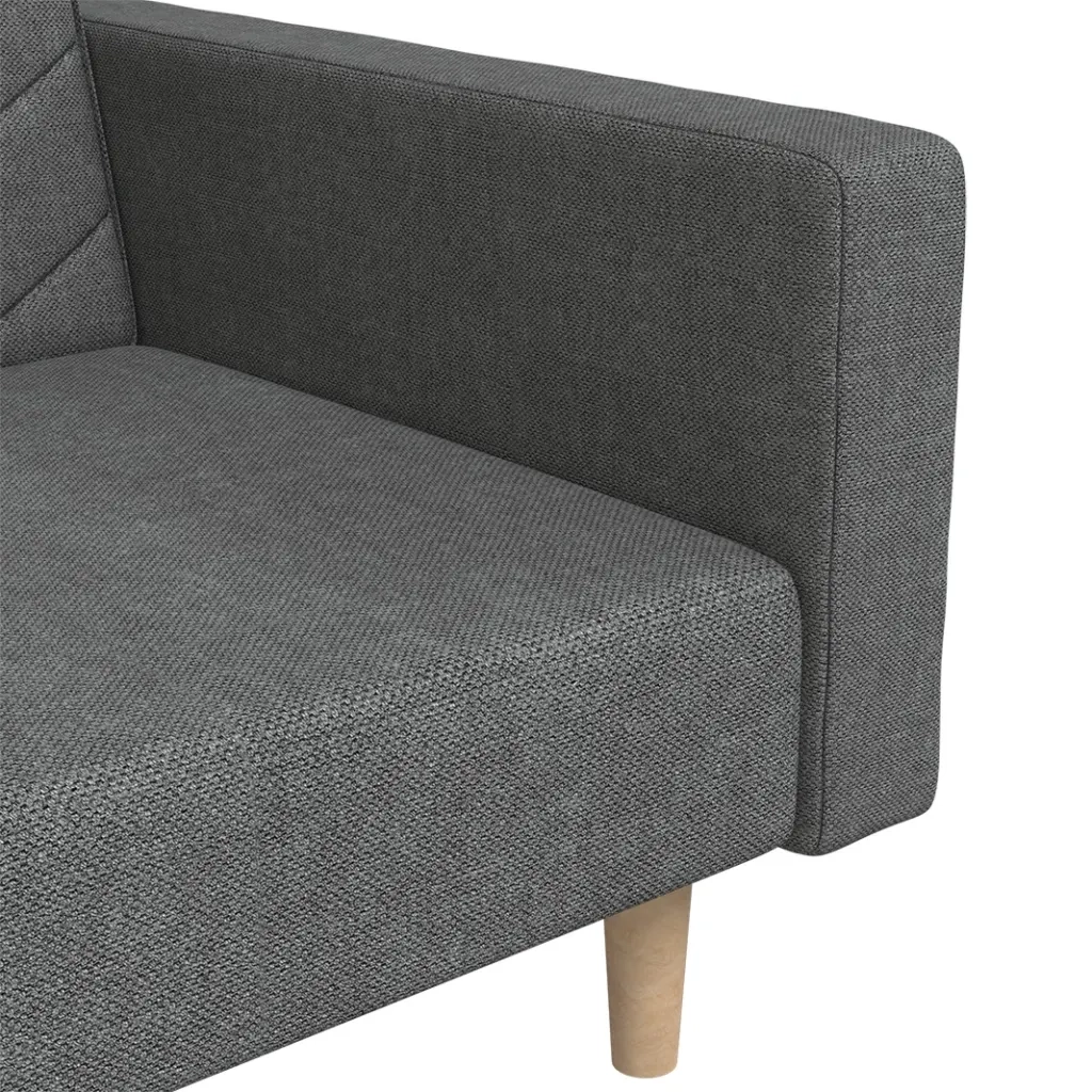 Divano Letto a 2 Posti con 2 Cuscini Grigio Scuro in Tessuto 375900