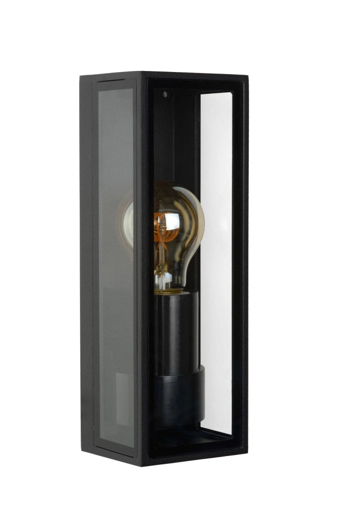 Applique esterna Lucide Dukan E27 40W IP65 nera vetro