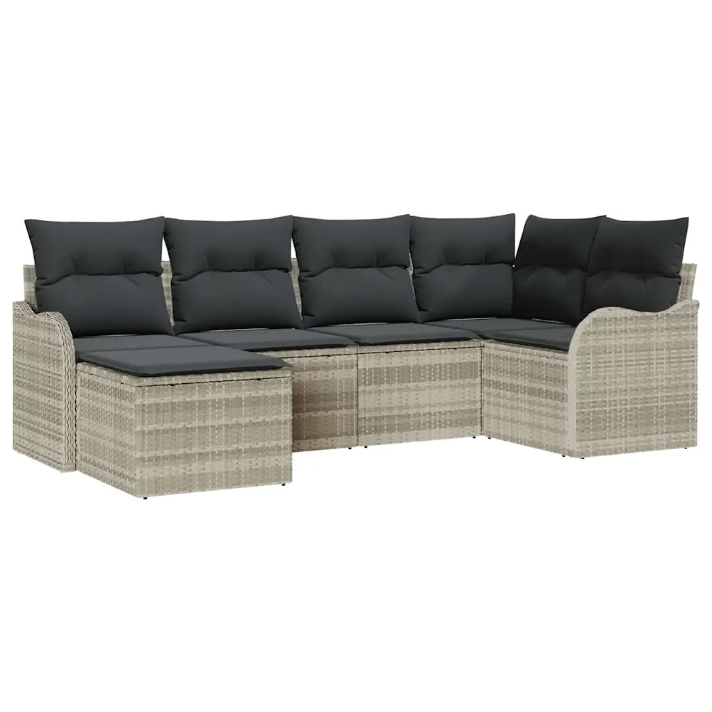 Set Divano da Giardino 6 pcs Grigio chiaro Poly Rattan 3345772