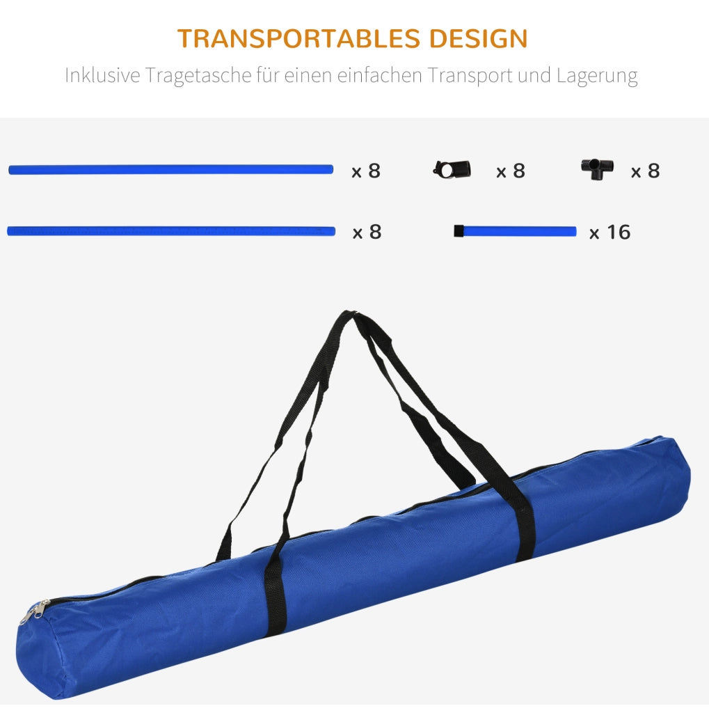 Set agility per cani regolabile blu con 4 ostacoli