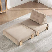 Poltrona letto singola in velluto a coste cachi; 90x86x84 cm