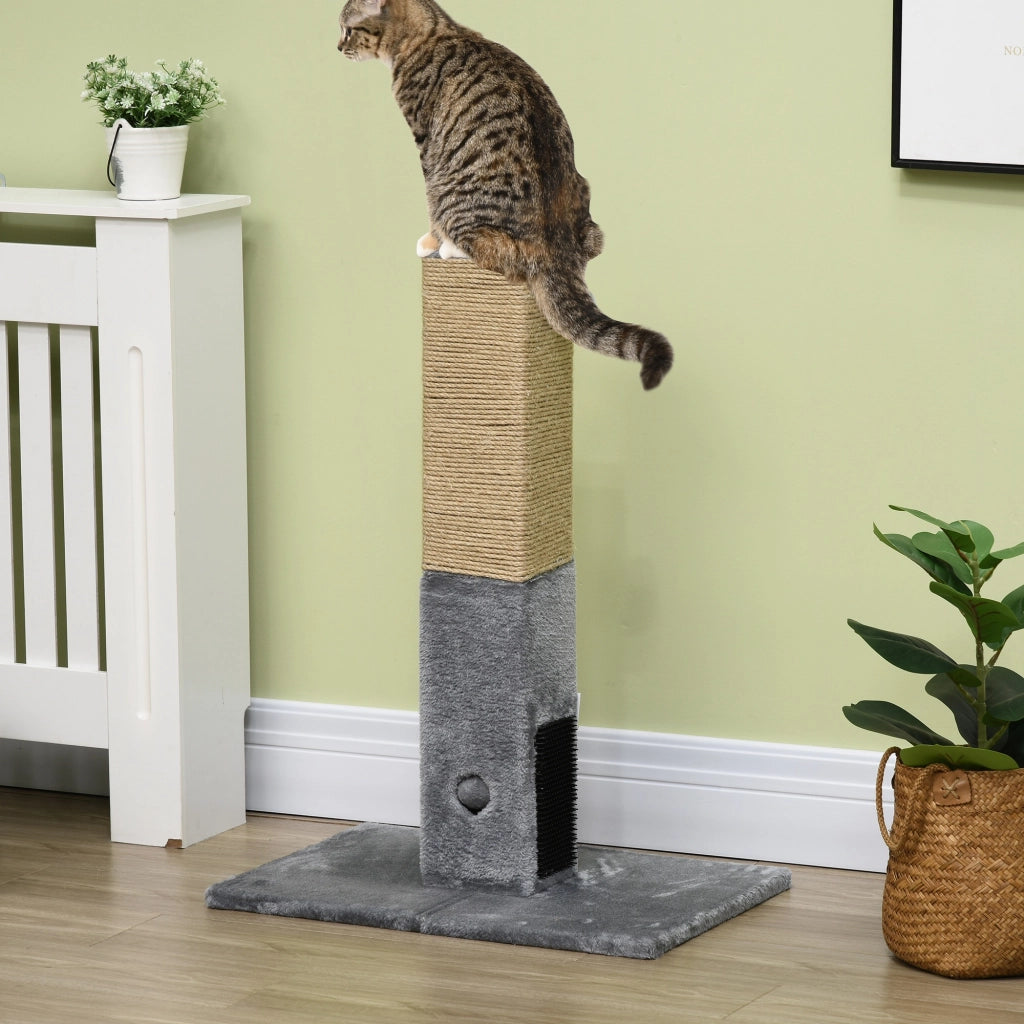 Grattatoio per Gatti con Palla e Sonagli ¨C Zephmum ¨C 59.5x39x79cm Grigio Beige