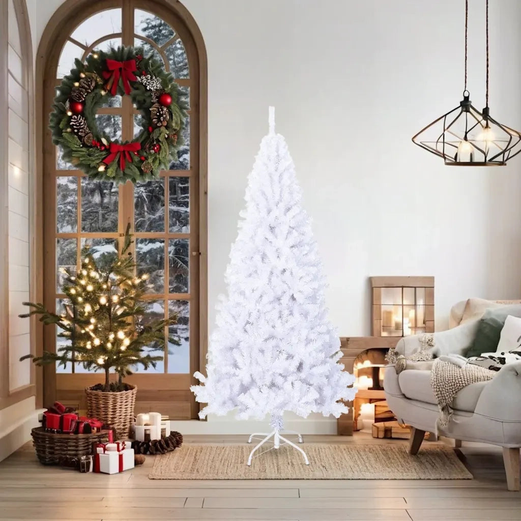 Albero di Natale Artificiale-Albero Natalizio con Rami Spessi Bianco 180 cm PVC
