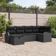 Set di divani con cuscino con archiviazione Nero polyrattan