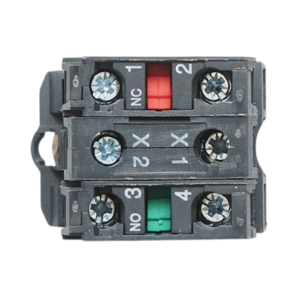 Pulsante con ritorno e segnalazione LED verde 1NO+1NC, 24V/10A, TB5 Breckner Germany