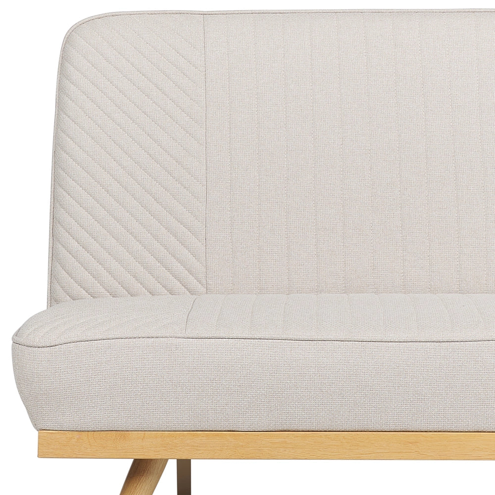 Divano letto Beige Rivestimento in tessuto Gambe in metallo 2 posti Seduta con schienale imbottito Design moderno Senza braccioli
