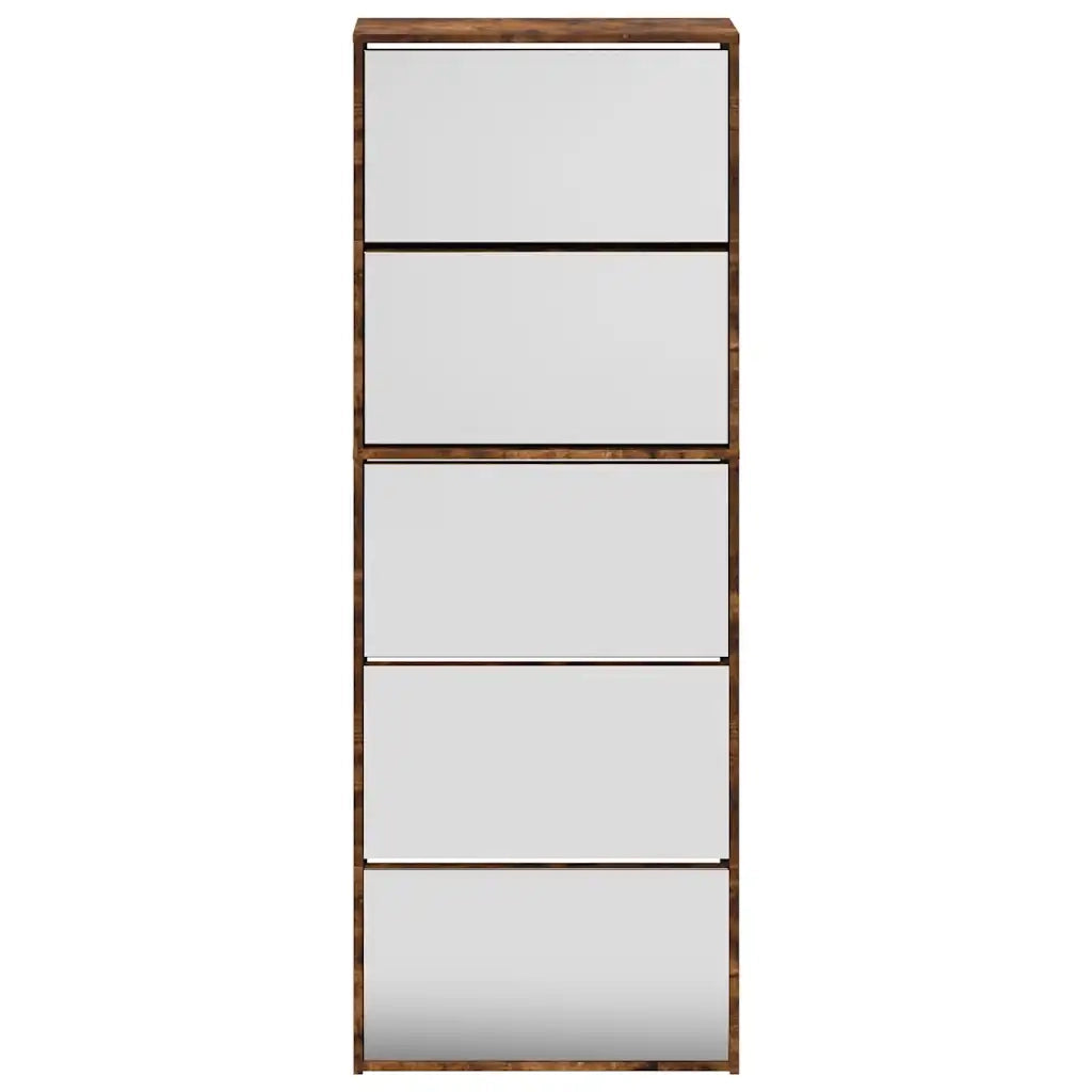 Scarpiera con Specchio a 5 Livelli Rovere Fumo 63x17x169,5 cm 3228283