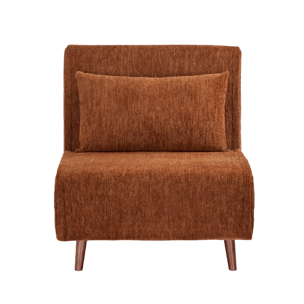 Poltrona letto convertibile in tessuto ciniglia, terracotta