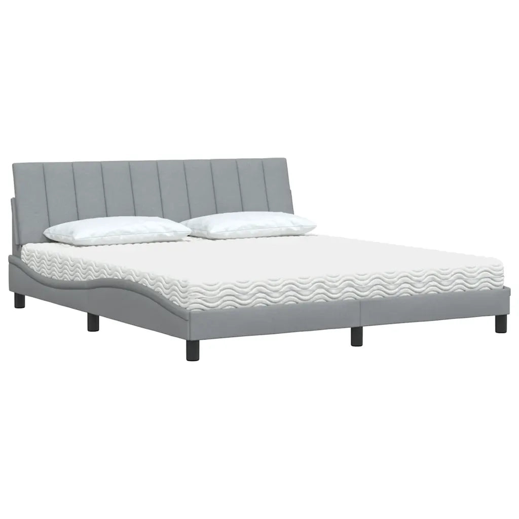 Letto con Materasso Hanko Grigio Chiaro180x200 cm Tessuto 3310545