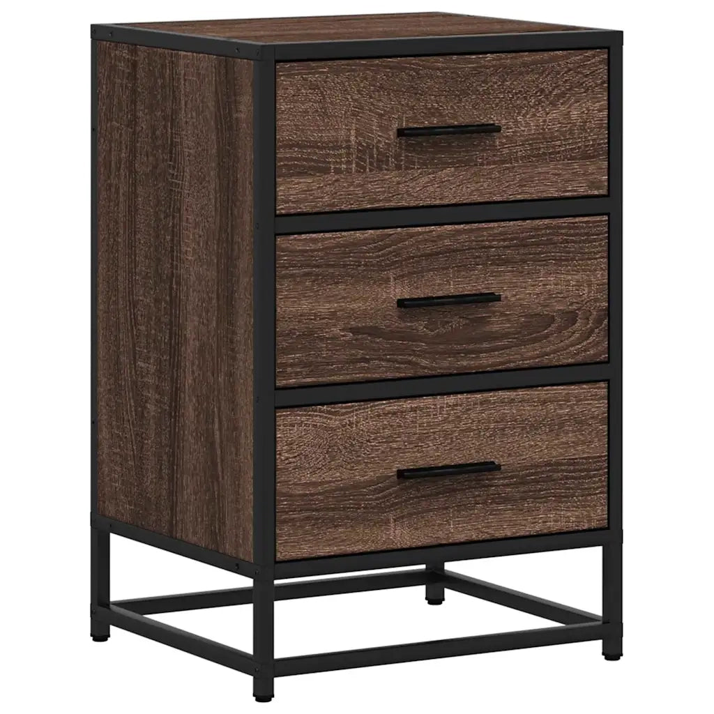 Comodino Rovere Marrone 40x34,5x60cm Legno Multistrato Metallo 848723