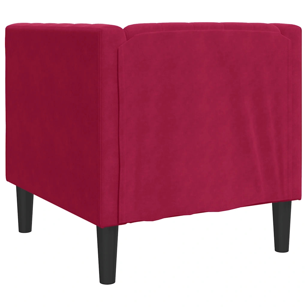 vidaXL Poltrona Chesterfield Rosso Vino in Velluto