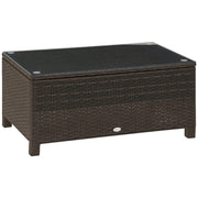 Tavolino da Giardino in Rattan e Vetro Temperato ¨C Zephmum ¨C Marrone 85x50x39 cm