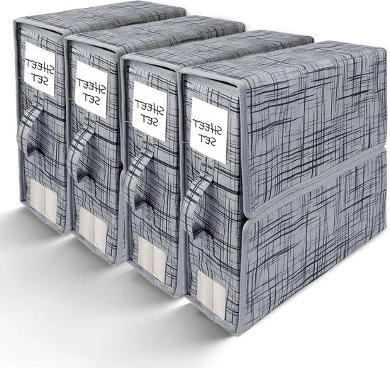 Cassa di stoccaggio pieghevole per set di coperte, 4 pacchi di organizzatori per lenzuola da letto con contenitori per coperte e abiti