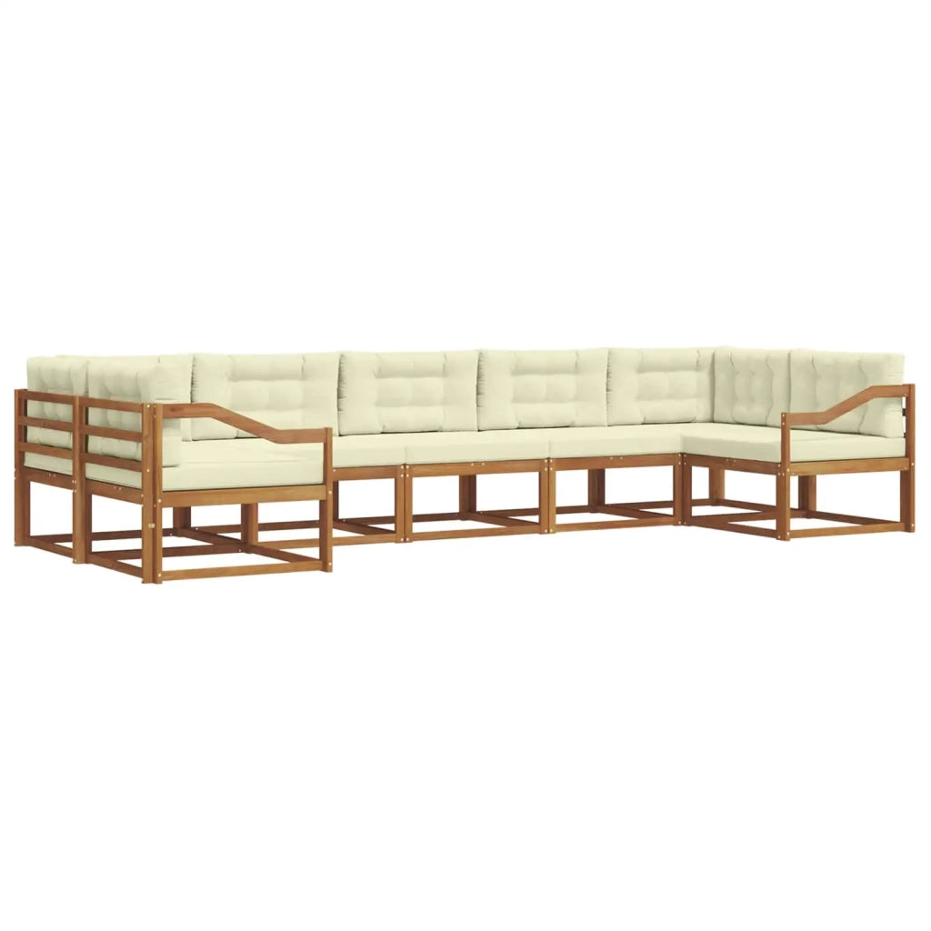 Set di divani da esterno con cuscino 7 pcs Naturale e Crema