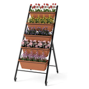 Fioriera verticale mobile a 5 ripiani 57 x 74 x 132 cm con drenaggio efficiente stile moderno metallo marrone 20_0012224