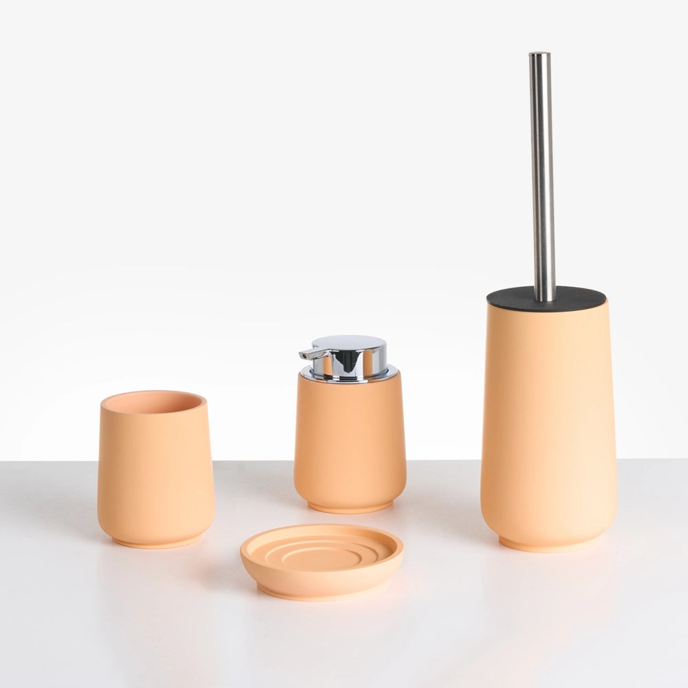 Set di 4 accessori in poliresina arancione per il bagno stile elegante semplice