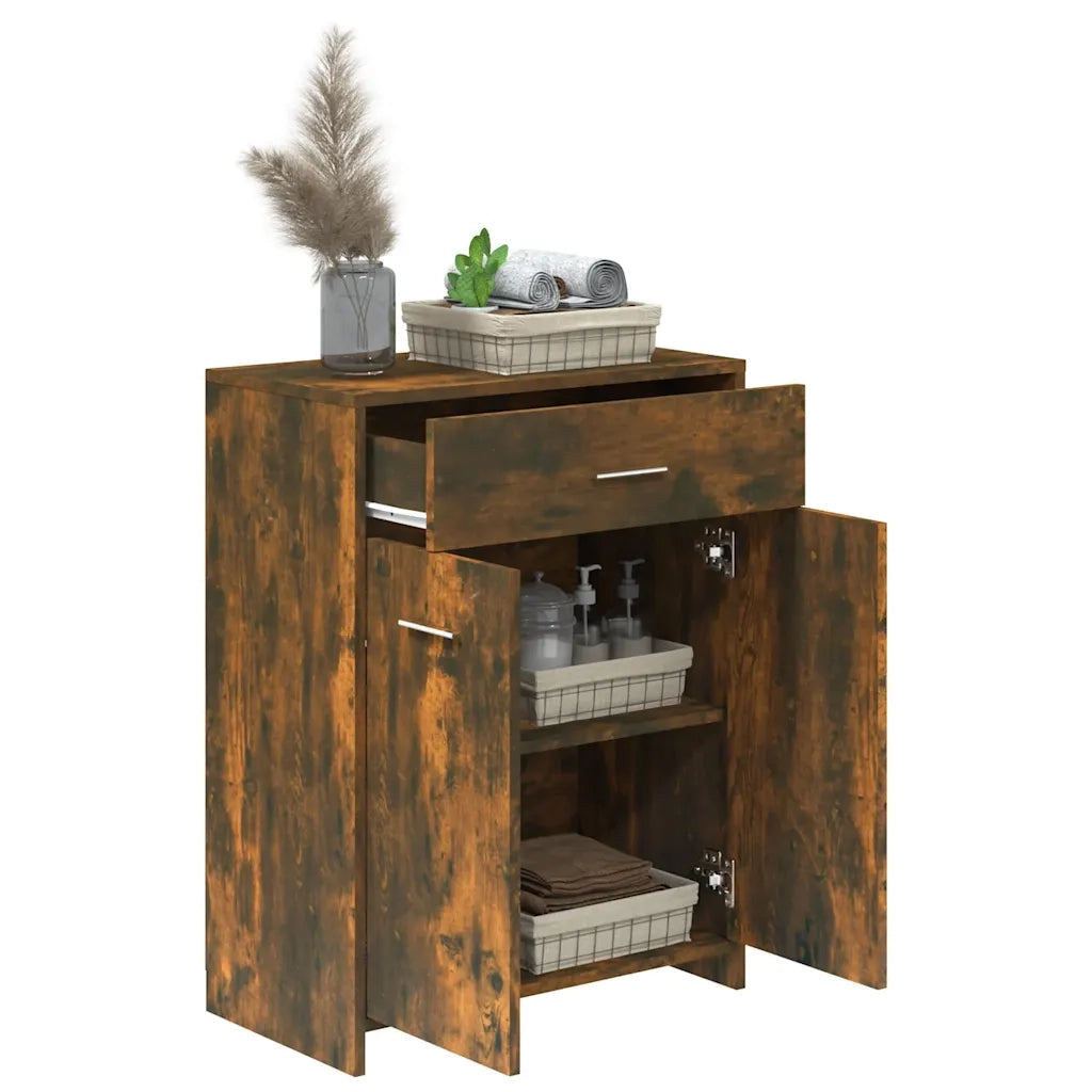 Armadietto Bagno Rovere Fumo 60x33x80 cm Legno tecnico 815663