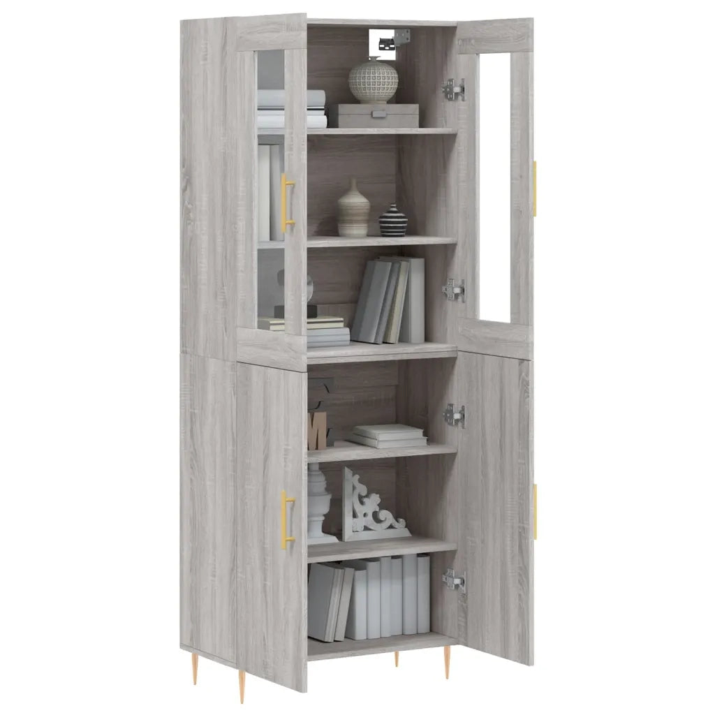 Credenza-Buffet-Armadio da cucina Grigio Sonoma 69,5x34x180 cm in Legno Multistrato 393604