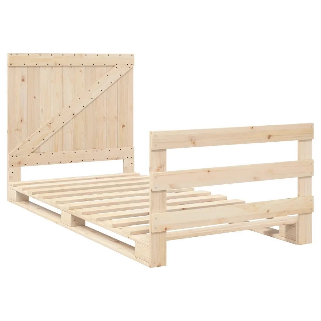 Letto singolo | Letto per adulti | Giroletto con Testiera 100x200 cm Legno Massello di Pino