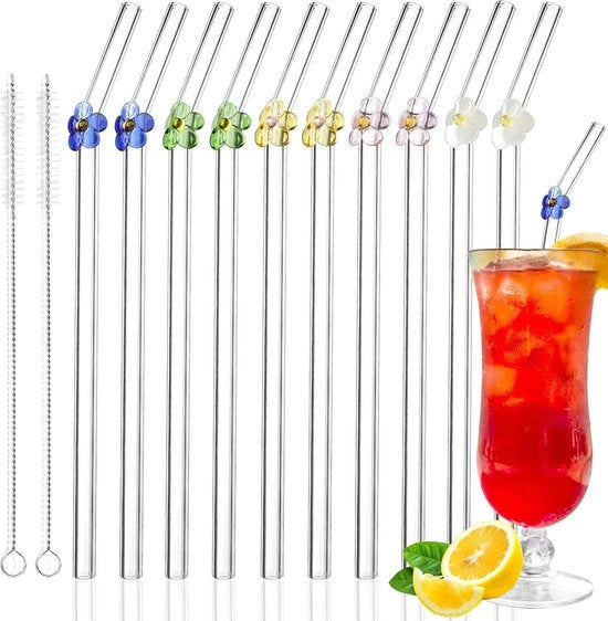 Set di rami di vetro riciclabili da 10 - Disegno floreale - Inclusi spazzole per pulizia