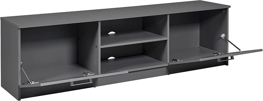 MOBILE BASSO ELENZIO PORTA TV 2 ANTE + 2 VANI A GIORNO 180x51x40 CM GRIGIO GRAFITE