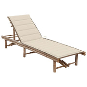 Lettino prendisole sedia a sdraio lettino prendisole letto da giardino mobili da esterno per patio con cuscino in bambù 02_0012291