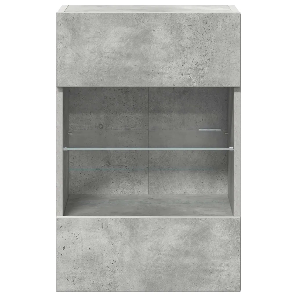 Mobili da parete con luci LED per TV 2pz-Set di 2 Credenza per TV Grigio Cemento 40x30x60,5cm