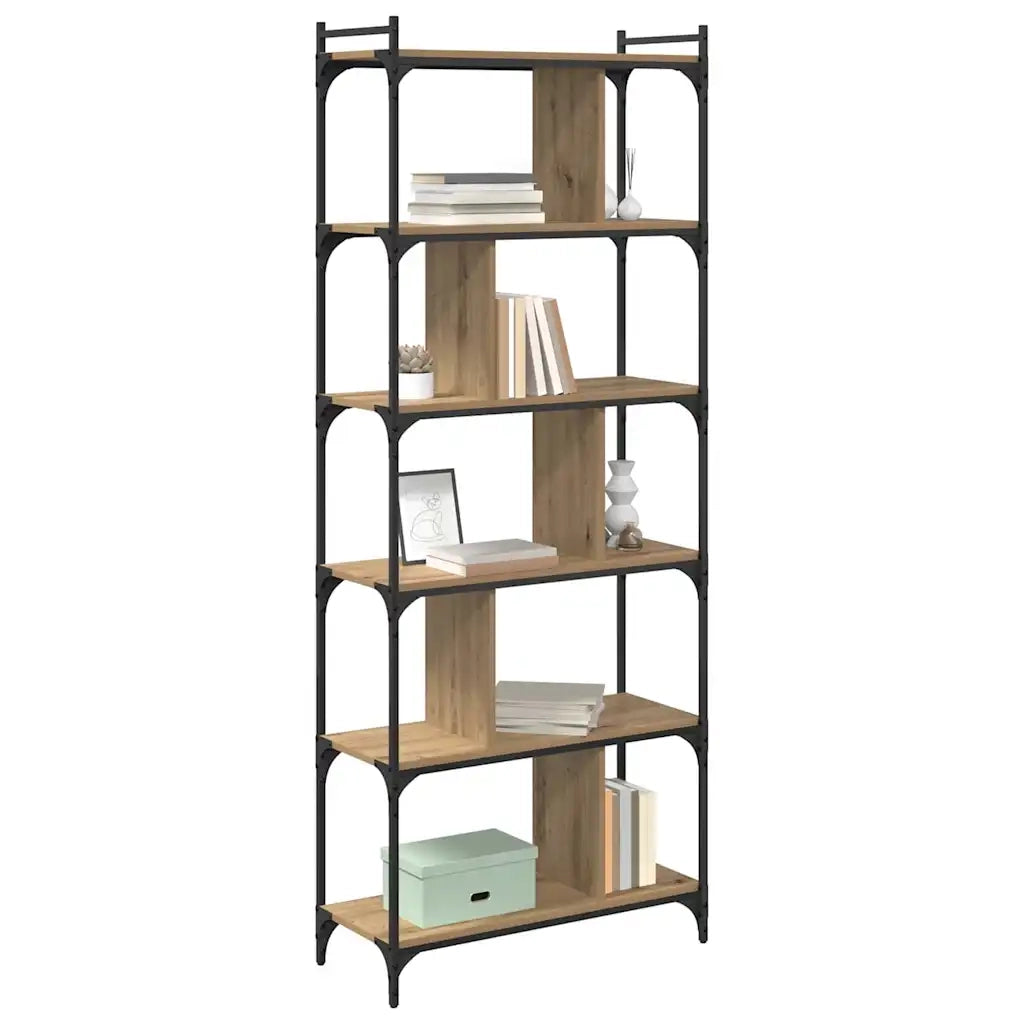 Libreria-Scaffale per Libri-Mobile di Stoccaggio rovere artigianale 76 x 32 x 192 cm Legno multistrato