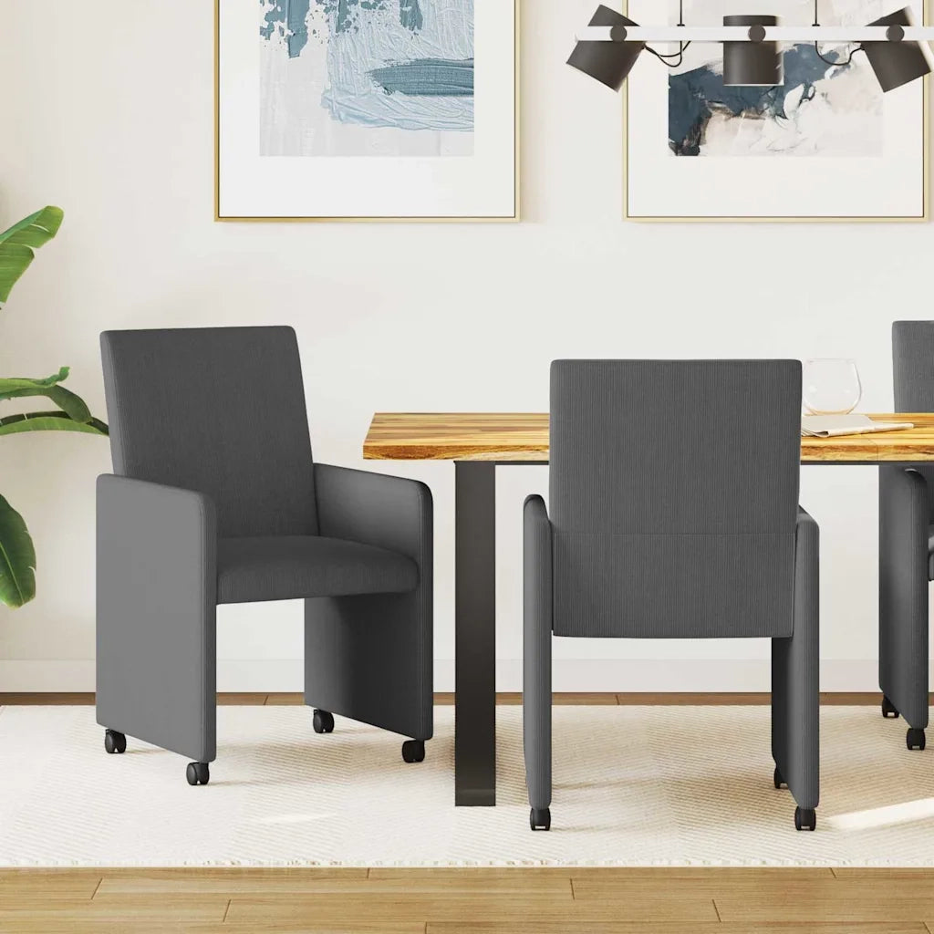 Sedie da Pranzo con Ruote 2 pcs Grigio scuro 57 x 66 x 94 cm 42017802