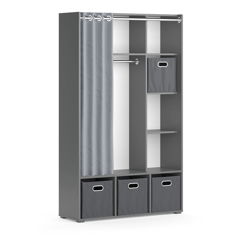 Vicco Armadio multifunzione Grigio 38 x 178.1 cm Con cassetti pieghevoli (grigio)