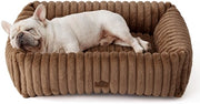 Mandorlo per cani da esterno per grandi cani - 76x61x20cm mandorlo per cani morbido ortopedico con coperta di pelliccia in fleece, mandorlo per cani antiscivolo con bordo alto in marrone