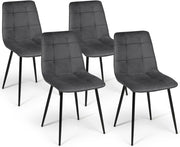 Set di 4 sedie da pranzo MILA in velluto grigio scuro