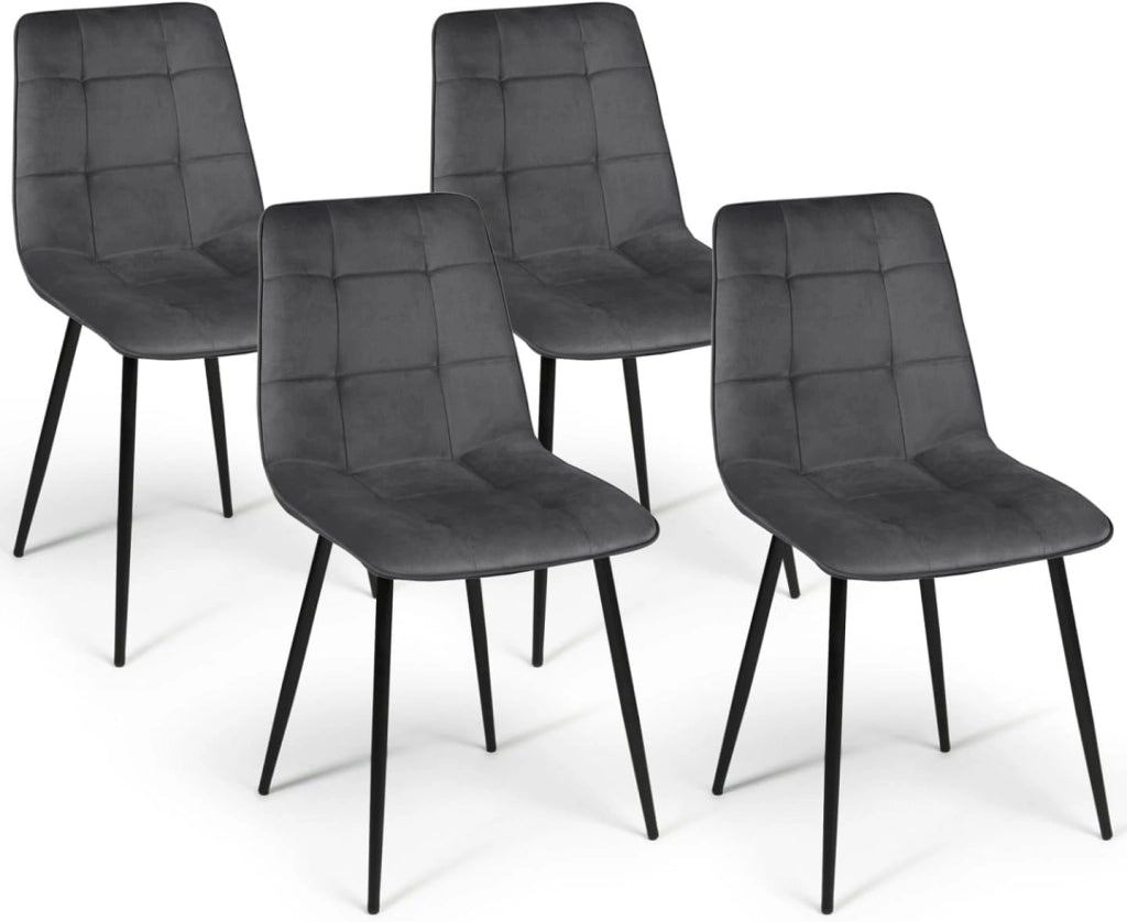 Set di 4 sedie da pranzo MILA in velluto grigio scuro
