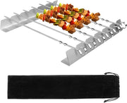 Spiedini in acciaio inossidabile con supporto - Ideale per grigliare, barbecue e cucina all'aperto