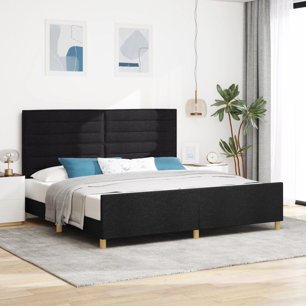 Struttura Letto in Tessuto Nera  200x200 cm