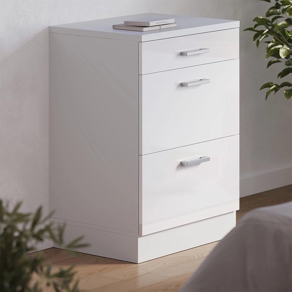 Mobile per mansarda Rion Bianco lucido/Bianco 60 x 83.8 cm senza inclinazione con 3 cassetti Vicco