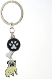 Sleutelhanger per auto e borsa - Pug design - Hanger per le chiavi in metallo