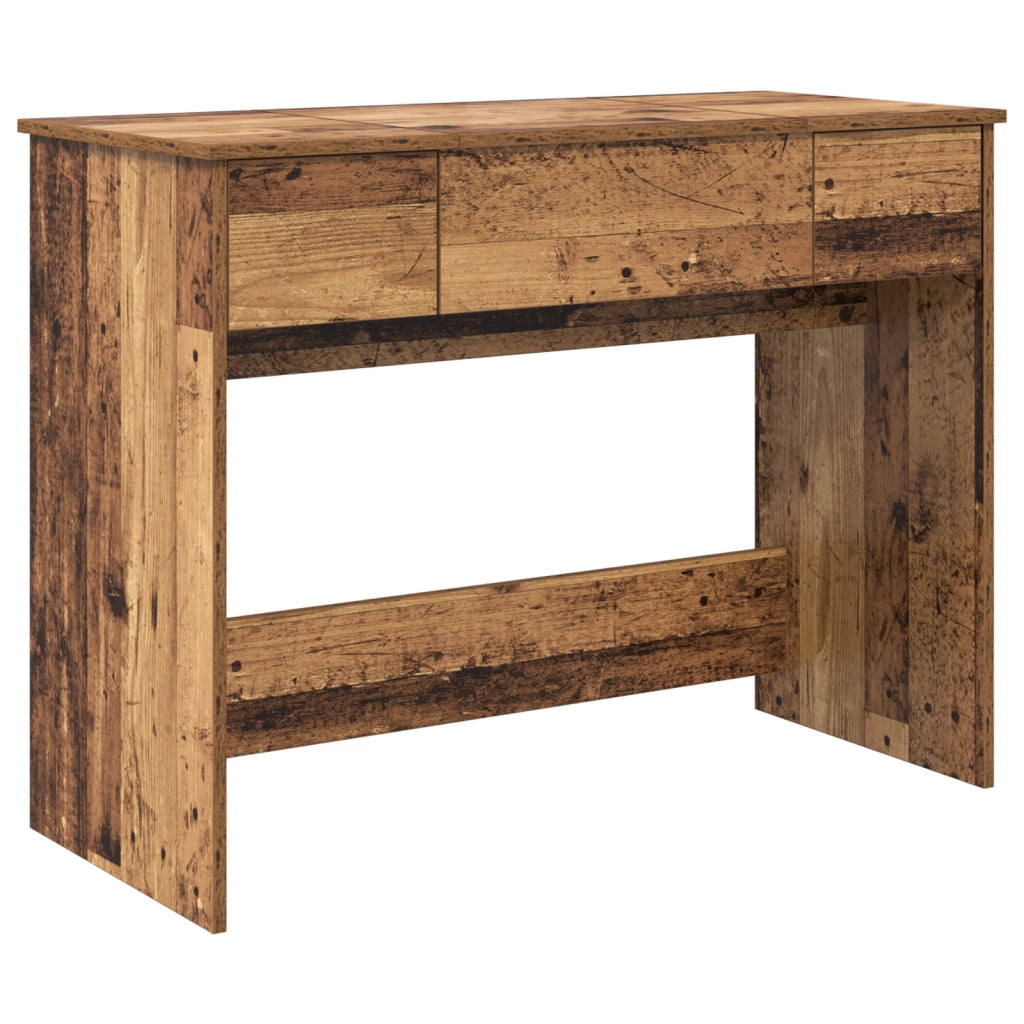 Toletta con specchio legno invecchiato 100x45x76 cm