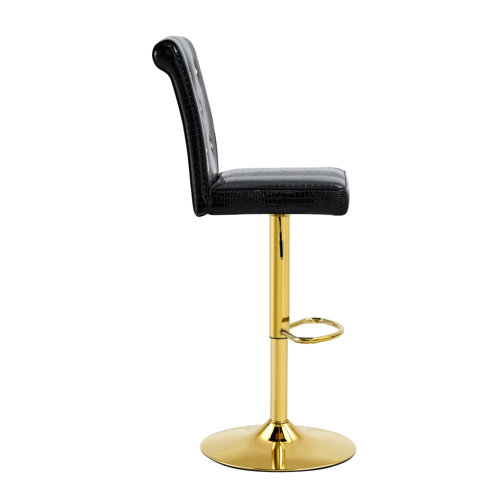 Tabouret de bar con design effetto pelle di coccodrillo e bottoni decorativi in pvc nero 300 lb