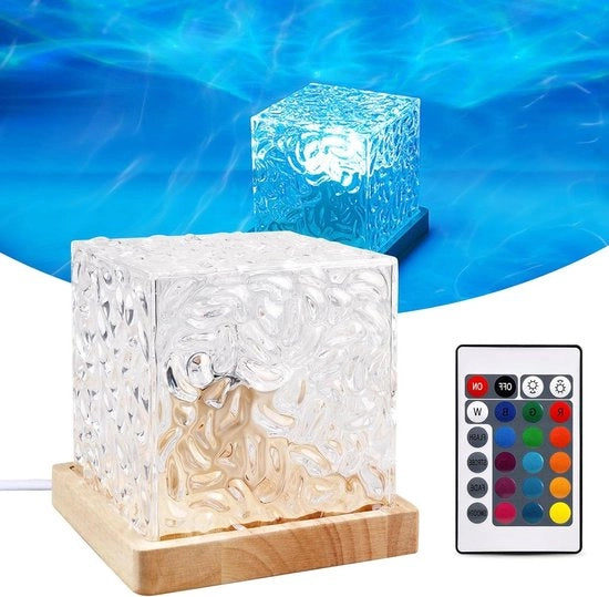 Lampada a onde 16 colori con controllo a distanza e basamento in legno - Cubo aurora 3D per riproduzione del cielo notturno per camera da letto e party.