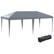 GAZEBO DA GIARDINO POP-UP 6X3 M PIEGHEVOLE TENDONE PER FESTE CON SACCA DI TRASPORTO GRIGIO