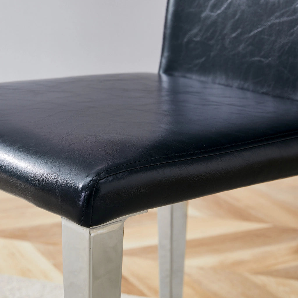SEDIA da pranzo moderna Set da 4 pezzi 90 cm Nero/Argento in PU e metallo