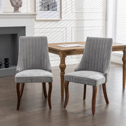 Sedie da Pranzo Imbottite in Tessuto ¨C MINIMAL ¨C Set 2 Pezzi, Grigio, Gambe in Legno Massello