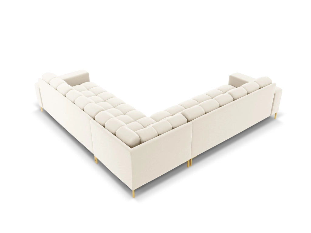 Cosmopolitan Design - Divano angolare reversibile "Bali" 6 posti in velluto beige chiaro 