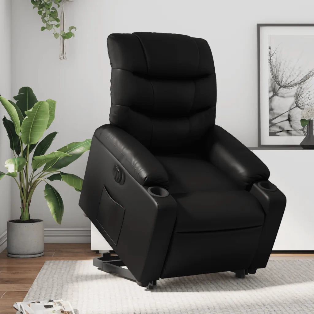 Poltrona Alzapersona Reclinabile Elettrica Nera in Similpellecod mxl 108881