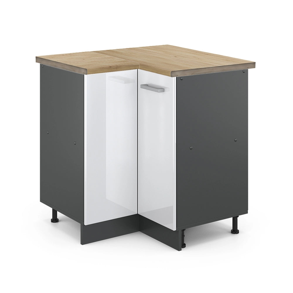 Vicco Mobile ad angolo cucina Bianco lucido 75.6 cm , PL Rovere
